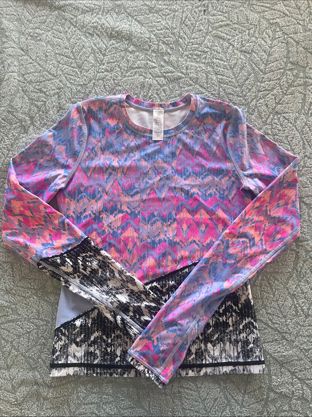Ivivva Long Sleeve Top in Pink, Blue & Black Print